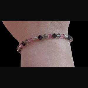 925 Sterling Silver Multi Color Crystal Beads Made With Swarovski 7.5" Bracelet